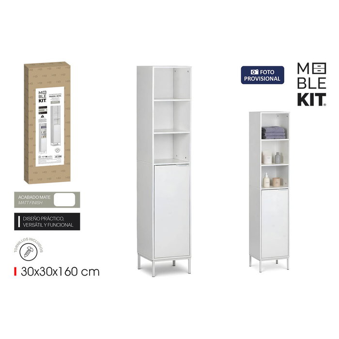 MobleKit Étagère de salle de bains Blanc 30 x 30 x 160 cm MobleKit Étagère de salle de bains Blanc 30 x 30 x 160 cm