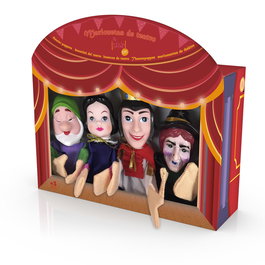 Tachan - Set de 4 marionnettes à main Blanche-Neige avec théâtre de jeu intégré - Jouet créatif pour enfants à partir de 3 ans