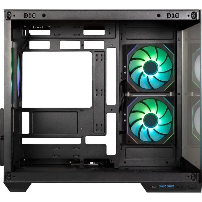 BitFenix - Boîtier PC Cube Triton, Noir, Verre Trémpé, USB-C, A-RGB, Ventilateurs A-RGB, Compatible ATX, Micro-ATX, Mini-ITX, Ports USB 3.0, Audio HD