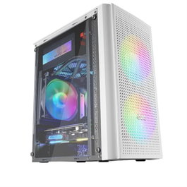 Mars Gaming MC300W Boîtier PC Micro-ATX Blanc avec 3 Ventilateurs FRGB et Fenêtre en Verre Trempé – Ref: MC300W