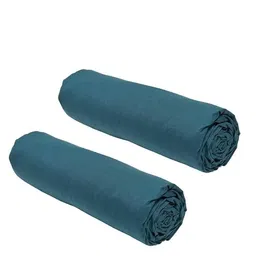 Today Lot de 2 draps housses Essential - 140 x 190 cm - 100% Coton - Couleur Paon - Pour lit 2 personnes
