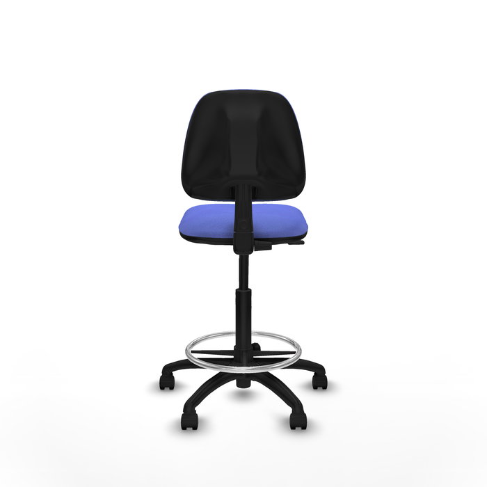 Tabouret Taburete Isso Contact permament de base Tissu Bleu clair Structure polyamide noire Sans accoudoirs Sans appui-tête Roulettes en nylon 50 mm