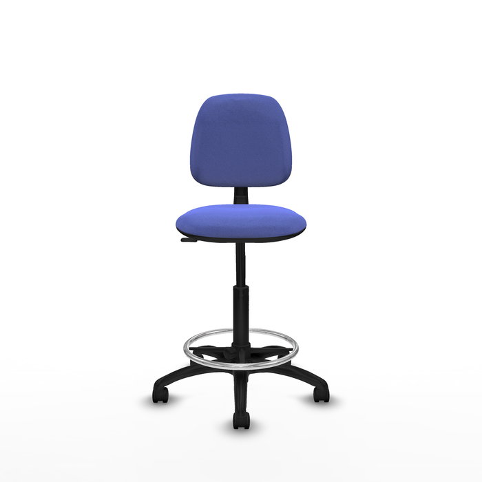 Tabouret Taburete Isso Contact permament de base Tissu Bleu clair Structure polyamide noire Sans accoudoirs Sans appui-tête Roulettes en nylon 50 mm