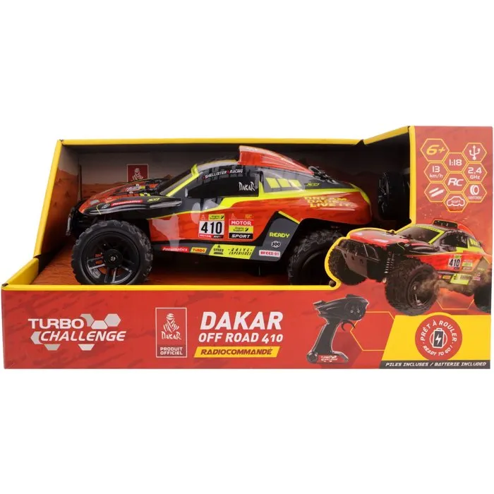 Turbo Challenge Buggy Off Road 410 Dakar RC télécommandé, 097764, Échelle 1/18, 8 km/h, 20 m de portée, Pour les 6 ans et plus