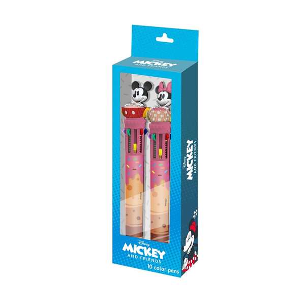 Karactermania - Pack de 2 Stylos à 10 Couleurs Mickey Minnie avec Décoration 3D Tournante - Boîte Cadeau Karactermania - Pack de 2 Stylos à 10 Couleurs Mickey Minnie avec Décoration 3D Tournante - Boîte Cadeau