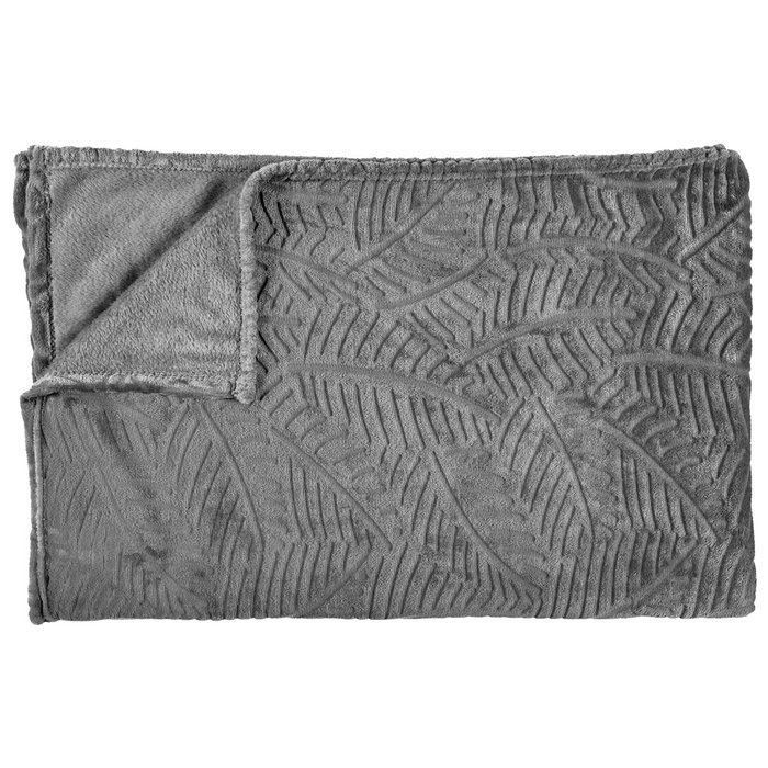 Home Deco Factory Couverture en flanelle grise 150x200 cm