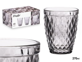 Vivalto Verre Diamant Gris 270 ml 8x10x8 cm (Set de 24)