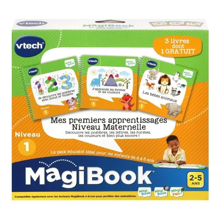 Vtech MagiBook - Livre Interactif pour Enfants 2 à 5 Ans - Pack de 3 Livres : Bébés Animaux, Nombres avec Scout et Violette, Formes et Couleurs - Français Vtech MagiBook - Livre Interactif pour Enfants 2 à 5 Ans - Pack de 3 Livres : Bébés Animaux, Nombres avec Scout et Violette, Formes et Couleurs - Français
