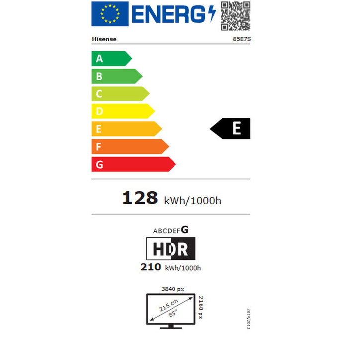 Hisense 85E7S Smart TV 85'' QLED 4K HDR10+ Hisense 85E7S Smart TV 85'' QLED 4K HDR10+