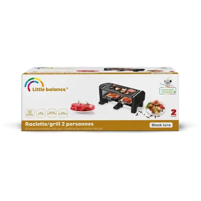 Little Balance - Appareil à raclette "Juste Nous 2" pour 2 personnes, plaque grill amovible, poêlons antiadhésifs Cool Touch, 350W