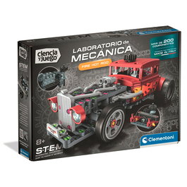 Clementoni Kit de Construction STEM Mécanique Hot Rod avec Roues Directrices et Pistons - Modèle à Assembler pour Enfants Dès 8 Ans