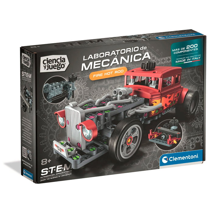 Clementoni Kit de Construction STEM Mécanique Hot Rod avec Roues Directrices et Pistons - Modèle à Assembler pour Enfants Dès 8 Ans Clementoni Kit de Construction STEM Mécanique Hot Rod avec Roues Directrices et Pistons - Modèle à Assembler pour Enfants Dès 8 Ans