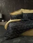 Parure de lit 1 personne - Housse de couette 140 x 200 cm + Taies d'oreiller 60 x 60 cm - Imprimé graphique noir et or - 100% coton renforcé