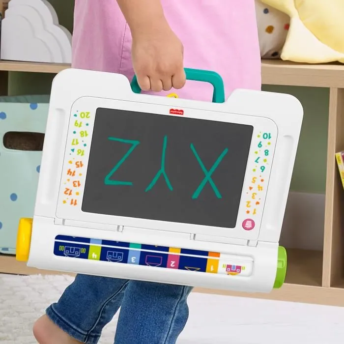 Fisher-Price JDL70 Bureau d'Apprentissage et de Dessin avec Ardoise Magique, Stylo et 6 Pochoirs, Favorise la Créativité des Enfants dès 3 Ans