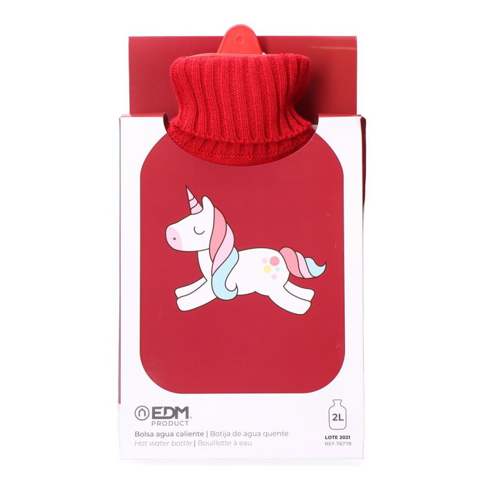 Edm Bouillotte 2L Rouge avec Housse Licorne Unicornio Edm Bouillotte 2L Rouge avec Housse Licorne Unicornio