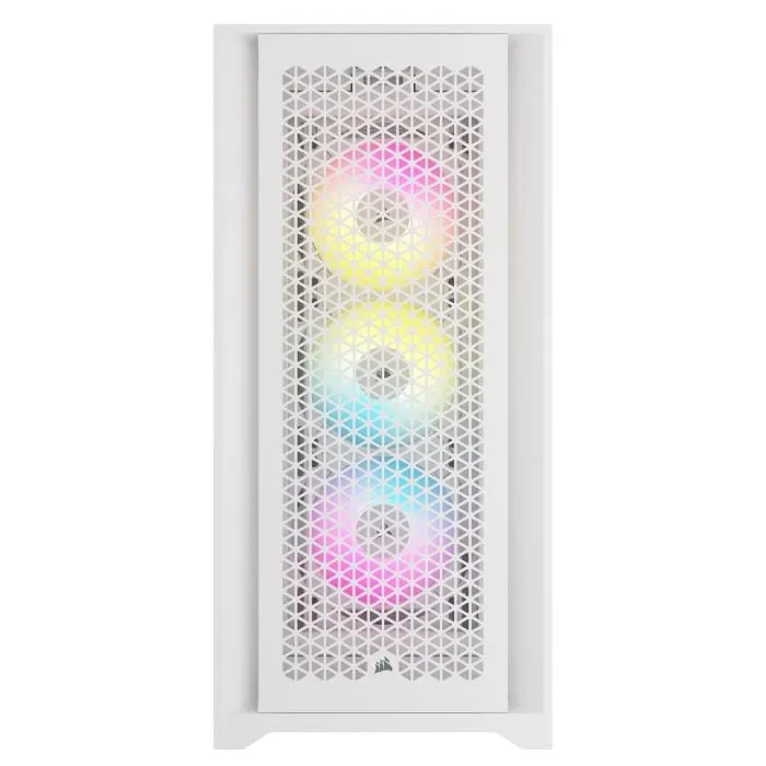Corsair CC-9011243-WW 5000D RGB Airflow - Boîtier PC Moyen-tour Blanc avec 3 Ventilateurs AF120 RGB Elite, Nœud d'Éclairage iCUE PRO et Panneau Latéral en Verre Trempé