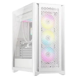 Corsair CC-9011243-WW 5000D RGB Airflow - Boîtier PC Moyen-tour Blanc avec 3 Ventilateurs AF120 RGB Elite, Nœud d'Éclairage iCUE PRO et Panneau Latéral en Verre Trempé