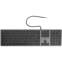 Mobility Lab Clavier AZERTY USB Slim Finition Métal - Space Grey - Pour Windows - Pavé Numérique - Câble 1,5 m