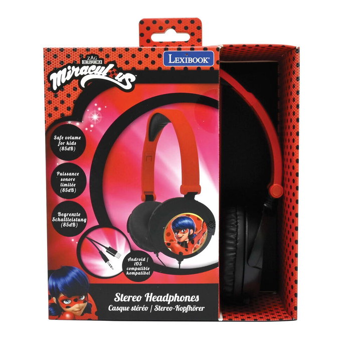 LEXIBOOK Casque audio stéréo pliable avec câble et limitation de volume (85 dB) - Série Prodigiosa Ladybug LEXIBOOK Casque audio stéréo pliable avec câble et limitation de volume (85 dB) - Série Prodigiosa Ladybug