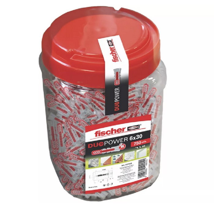 Fischer DUOPOWER 6x30 750 unités pour vis de 4-5 mm Fischer DUOPOWER 6x30 750 unités pour vis de 4-5 mm