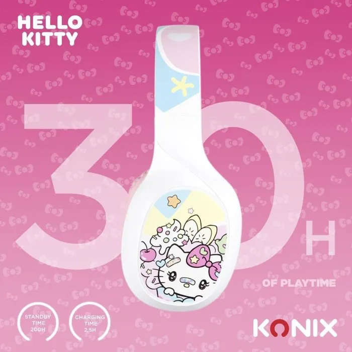 Konix Casque Audio Sans Fil Bluetooth 5.3 pour PC, Smartphone, Tablette - Thème Hello Kitty - Autonomie 30h - Micro Intégré - Haut-parleurs 40 mm - Blanc et Rose Konix Casque Audio Sans Fil Bluetooth 5.3 pour PC, Smartphone, Tablette - Thème Hello Kitty - Autonomie 30h - Micro Intégré - Haut-parleurs 40 mm - Blanc et Rose