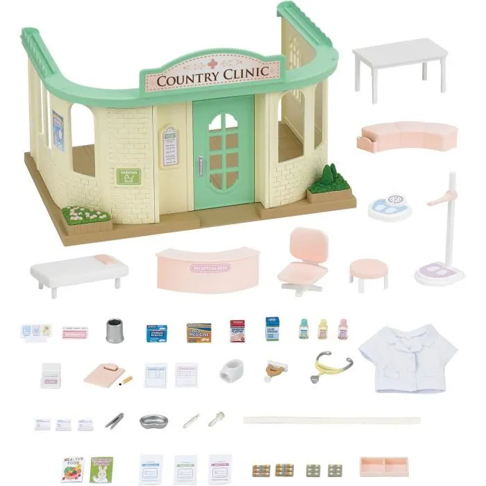Sylvanian Families - 5096 - Cabinet Médical Miniature pour Figurines avec 30+ Accessoires (Comptoir, Lit, Bureau, Stéthoscope)