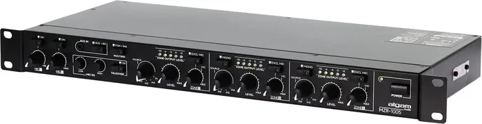 ALGAMAUDIO Mixeur de Zone 5 Entrées Stéréo (2+1 Zones) Rackable 1U - 7 Canaux, 2 Préamplis Micro, Noir