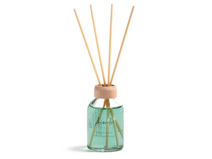 Acorde Mikado Dama de Noche Diffuseur 50 ml avec Bâtonnets Verre Vert 7x17x5 cm (Set de 12)