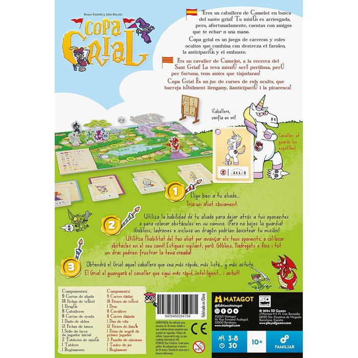 SD GAMES Juego mesa Copa Grial - Jeu de société espagnol de rôles cachés et course - À partir de 10 ans - Pour 3 à 8 joueurs SD GAMES Juego mesa Copa Grial - Jeu de société espagnol de rôles cachés et course - À partir de 10 ans - Pour 3 à 8 joueurs