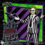 MEZCO TOYZ Figurine Beetlejuice Striped Suite - 9,5 cm avec sa propre stèle - Personnage