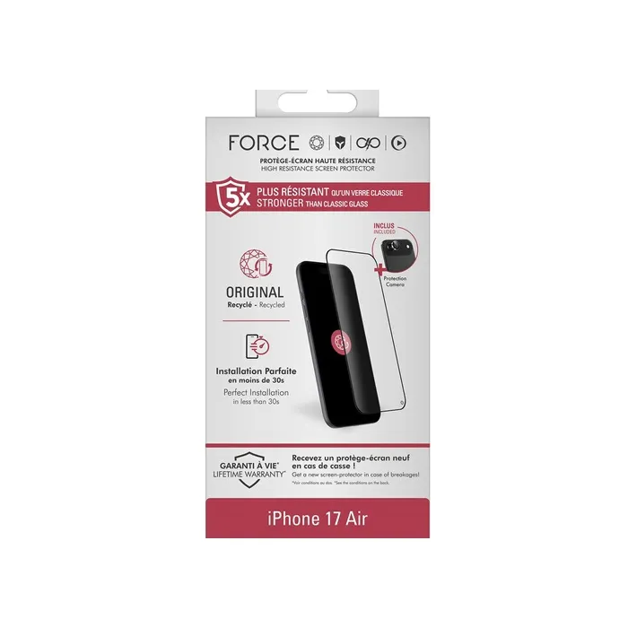 Force Glass Pack de protection écran et objectif FGOG 2,5D pour iPhone - Coque et verre trempé inclus Force Glass Pack de protection écran et objectif FGOG 2,5D pour iPhone - Coque et verre trempé inclus