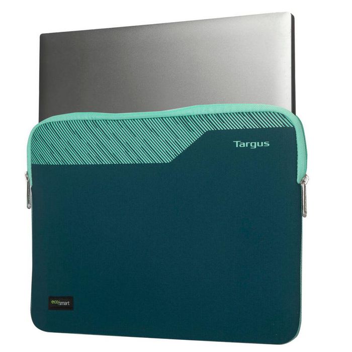 Targus Pulse II EcoSmart Sleeve - Housse en néoprène recyclé 3 mm pour ordinateur portable 13-14", protection hydrofuge, double fermeture à glissière, vert