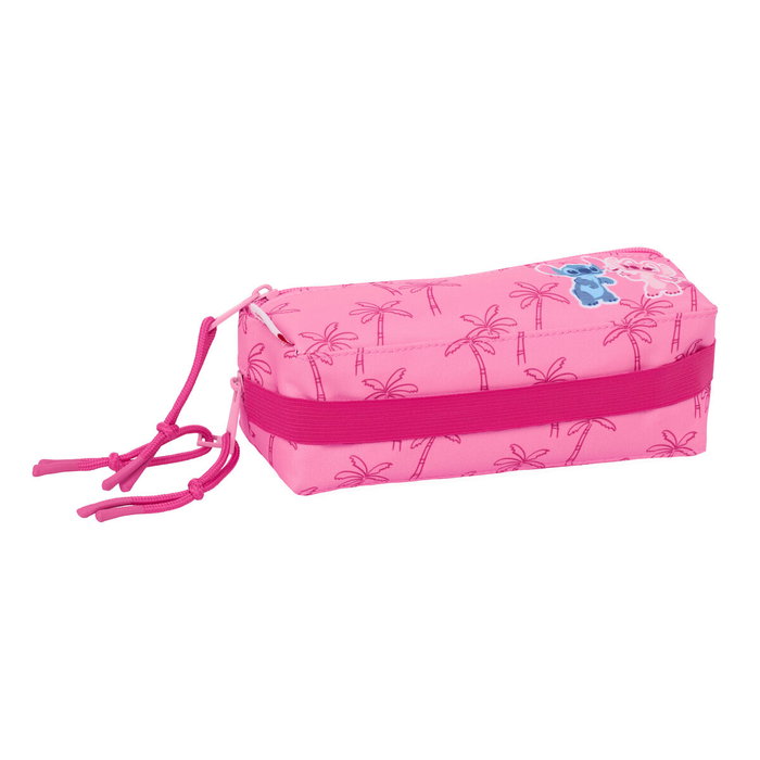 Trousse Fourre-Tout Triple Lilo & Stitch Chill Rose Menthe 22 x 8,5 x 6 cm