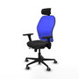 Piqueras y Crespo Chaise de Bureau Jorquera Noir et Bleu avec Appui-tête et Bras 3D
