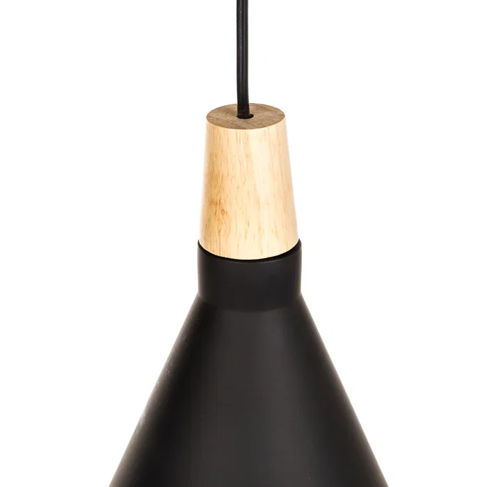 Jordan Lámpa SKD-P2002-S-W - Lampe suspendue avec abat-jour en métal et bois, hauteur réglable, pour décoration moderne, blanc