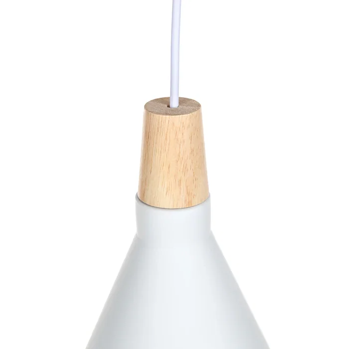 Jordan Lámpa SKD-P2002-S-W - Lampe suspendue avec abat-jour en métal et bois, hauteur réglable, pour décoration moderne, blanc