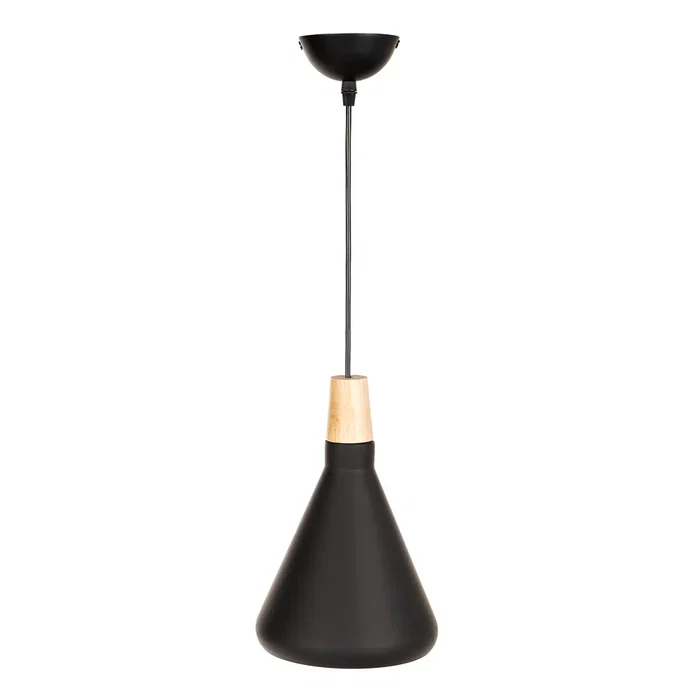 Jordan Lámpa SKD-P2002-S-W - Lampe suspendue avec abat-jour en métal et bois, hauteur réglable, pour décoration moderne, blanc