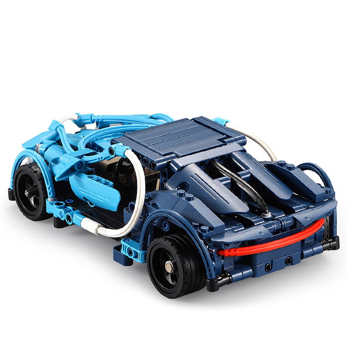 CADA - Blue Phantom - Coffret de Construction 6 en 1 - 509 Pièces - Véhicules Pull Back - Laboratoire de Mécanique - Jouet Éducatif
