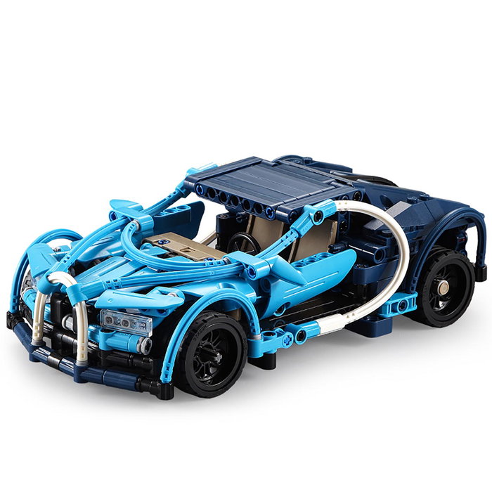 CADA - Blue Phantom - Coffret de Construction 6 en 1 - 509 Pièces - Véhicules Pull Back - Laboratoire de Mécanique - Jouet Éducatif