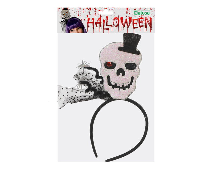 Diadema Diadème Halloween Femme Adulte à Crâne Décoratif Argenté Brillant pour Fête Déguisement Squelette ou Reine du Cimetière Diadema Diadème Halloween Femme Adulte à Crâne Décoratif Argenté Brillant pour Fête Déguisement Squelette ou Reine du Cimetière