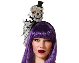 Atosa Diadema Halloween Calavera Plateada Brillante pour Femme Adulte