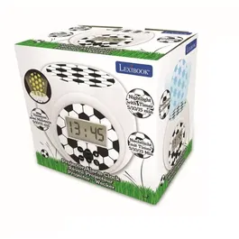 Lexibook Réveil Projecteur Édition Football - Réveil enfant avec projection de ballon 3 couleurs au plafond, écran LCD rétroéclairé, veilleuse et snooze, 3 piles AAA