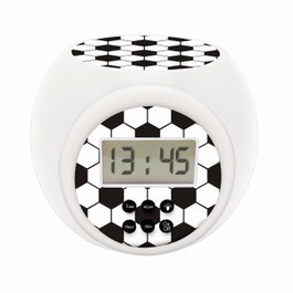 Lexibook Réveil Football avec Projection RL977Fo pour Enfants - Écran LCD Rétroéclairé Bleu, Minuteur Automatique