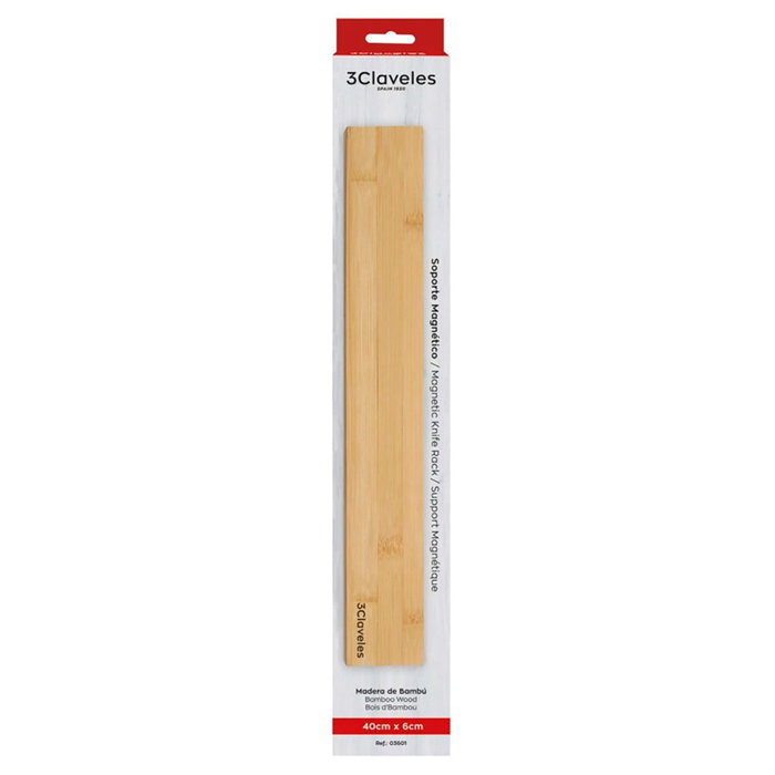 3 Claveles Support magnétique pour couteaux, modèle Bambú, 40 x 2 x 6 cm 3 Claveles Support magnétique pour couteaux, modèle Bambú, 40 x 2 x 6 cm