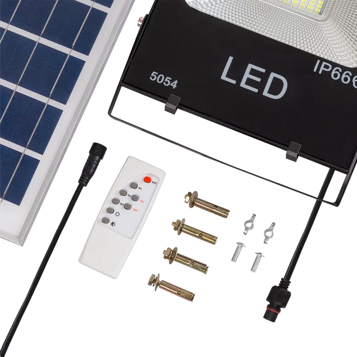 HOKO Kit Projecteur LED Solaire 50W 5000Lm avec Capteur, Télécommande et Panneau 6V/15W - HO-626004-CW