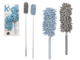 ARTE REGAL Lot de 24 recharges de plumeau en microfibre extensible Bleu + Gris