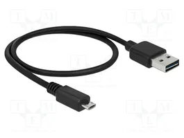 DELOCK Câble USB 2.0 USB A double face vers Micro USB B, 0,5m
