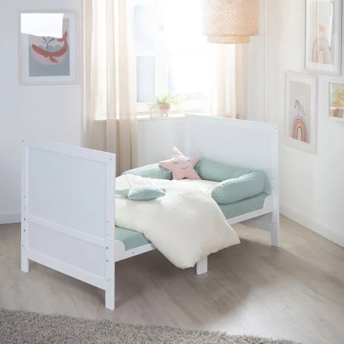 Roba Lit bébé évolutif Easy Sleep 70 x 140 cm, blanc laqué - Transformable en lit junior, jusqu'à 7 ans ou 50 kg, conforme EN 716-1