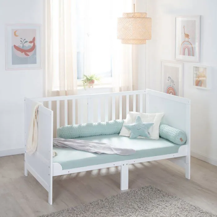 Roba Lit bébé évolutif Easy Sleep 70 x 140 cm, blanc laqué - Transformable en lit junior, jusqu'à 7 ans ou 50 kg, conforme EN 716-1