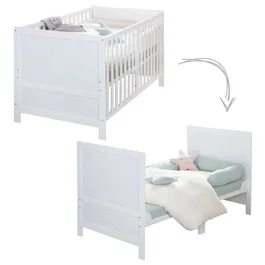 Roba Lit bébé évolutif Easy Sleep 70 x 140 cm, blanc laqué - Transformable en lit junior, jusqu'à 7 ans ou 50 kg, conforme EN 716-1